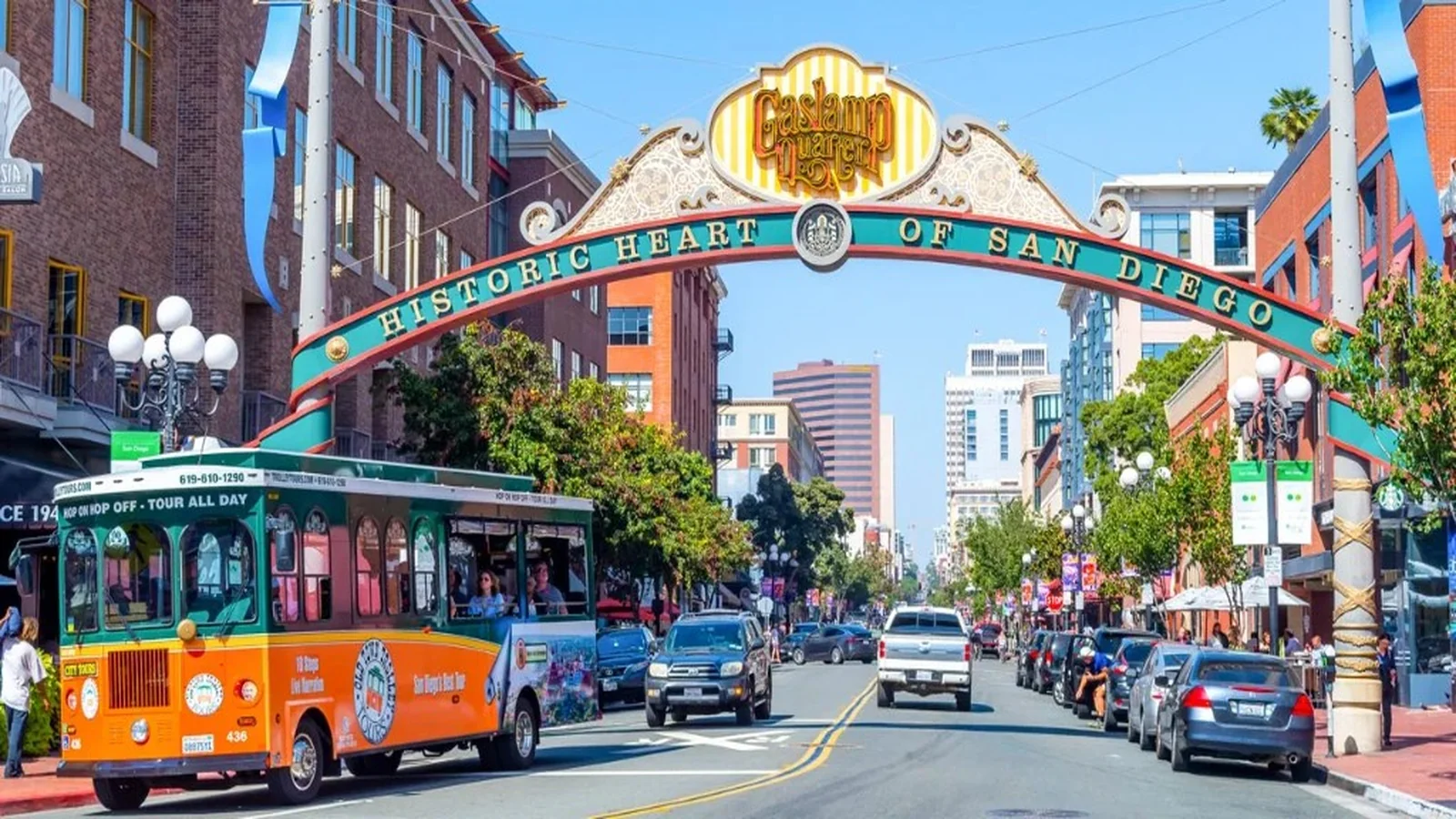 Historic Gaslamp Quarter district in downtown San Diego.